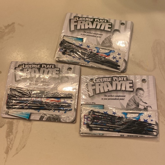 3 mini License Plate frames with zip ties and stickers - Picture 2 of 6